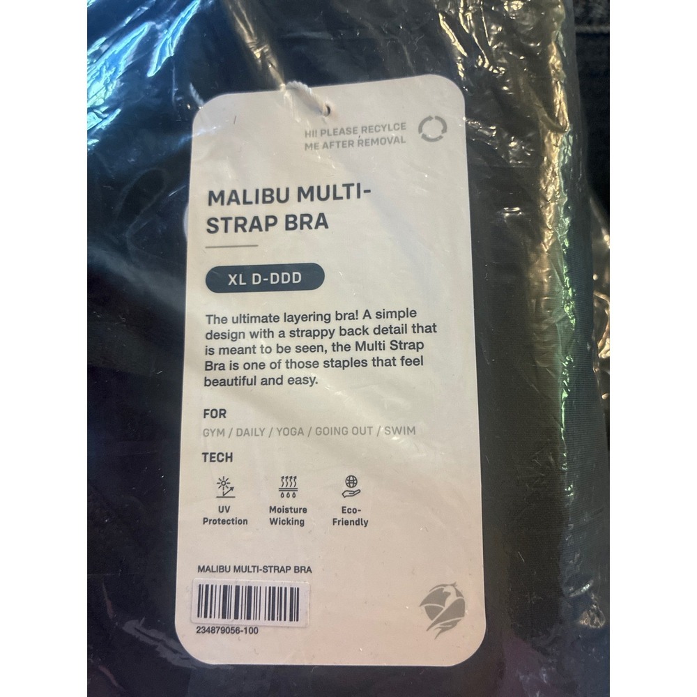Malibu Multi-Strap Bra Black Yoga Gym Swim Strappy Back XL D-DDD - Picture 3 of 3